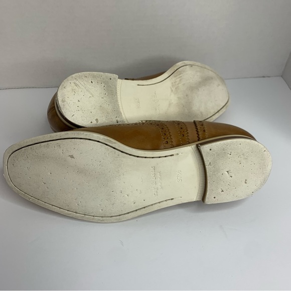 Rag & Bone Cognac Leather Brogue Slip On No Lace Wingtips Oxford Shoes 37.5 - Picture 10 of 12